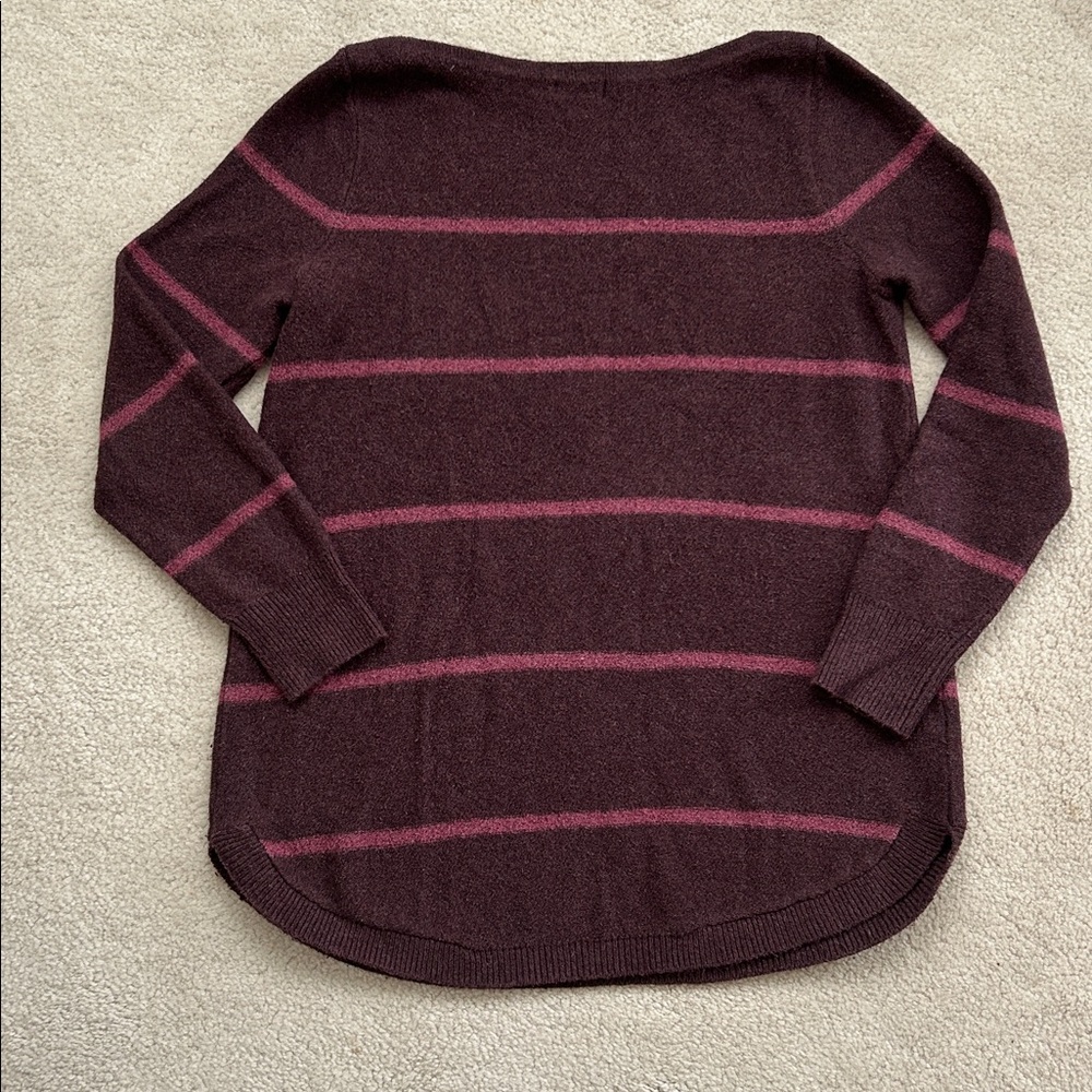 Reitmans Striped Tunic Sweater | Burgundy & Mauve Knit | Size M - Picture 4 of 4